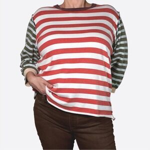 Free People We The Free Sawyer Striped Thermal Tee Plus Size 1X XL Boho Grunge